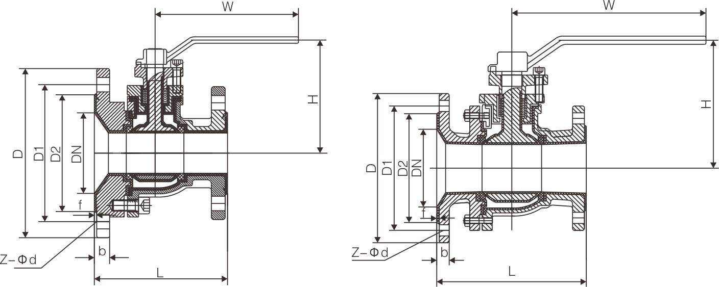 襯（chèn）氟變徑球閥FQ41F46(圖1)